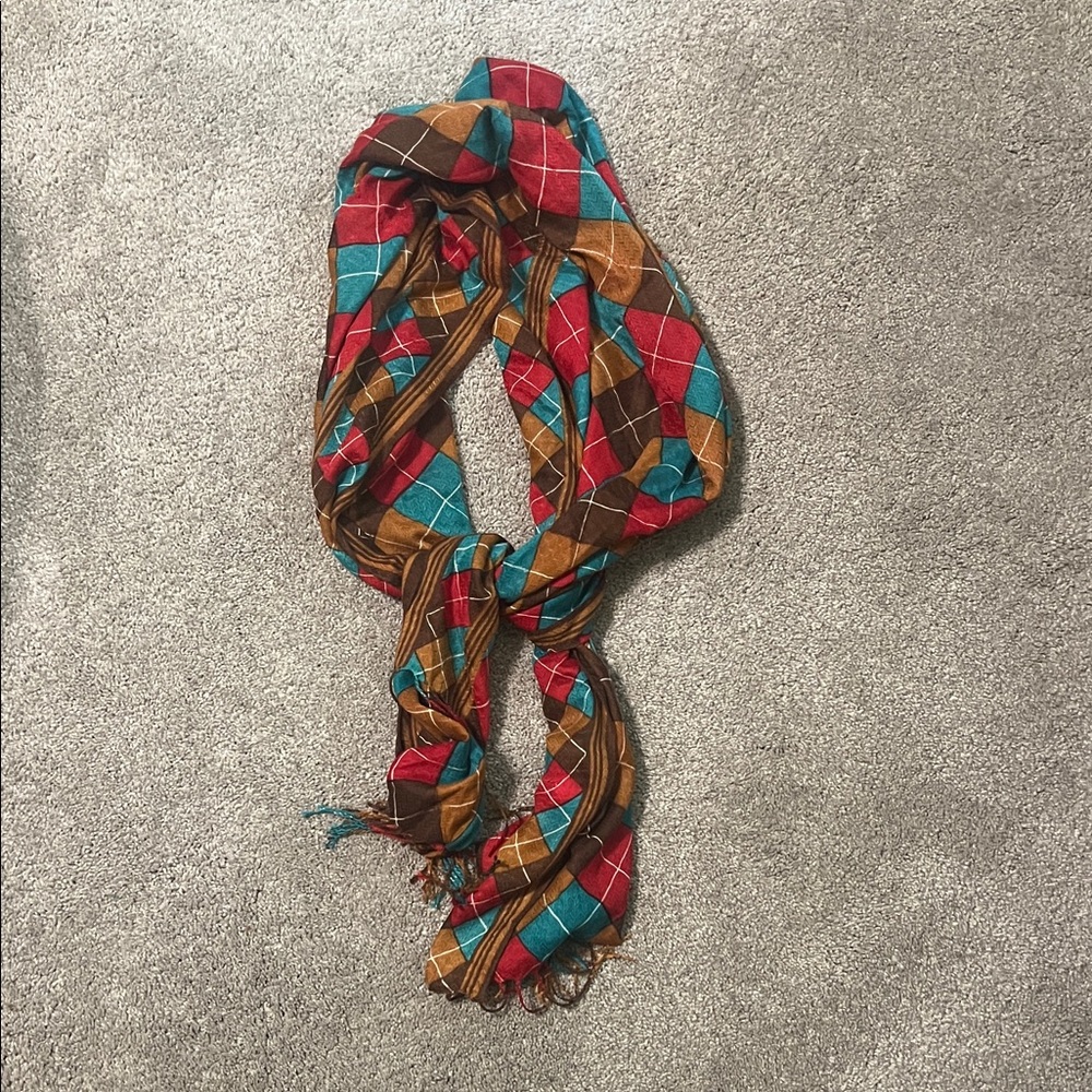 Blue Pacific Cashmere Silk Scarf Made in Spain Multicolor Plaid